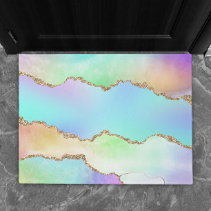 Paillasson Agate Holo   Faux Iridescente Pastel Ombre Marble