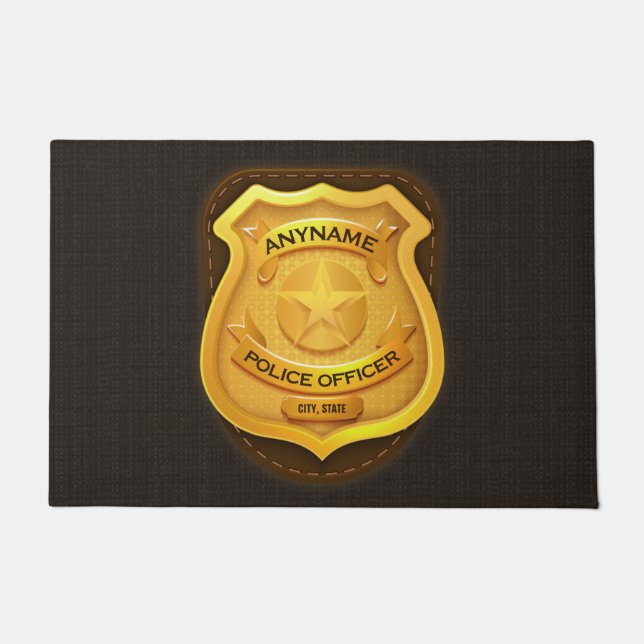 Paillasson Agent de police personnalisé Sheriff Cop NAME Badg (Devant)