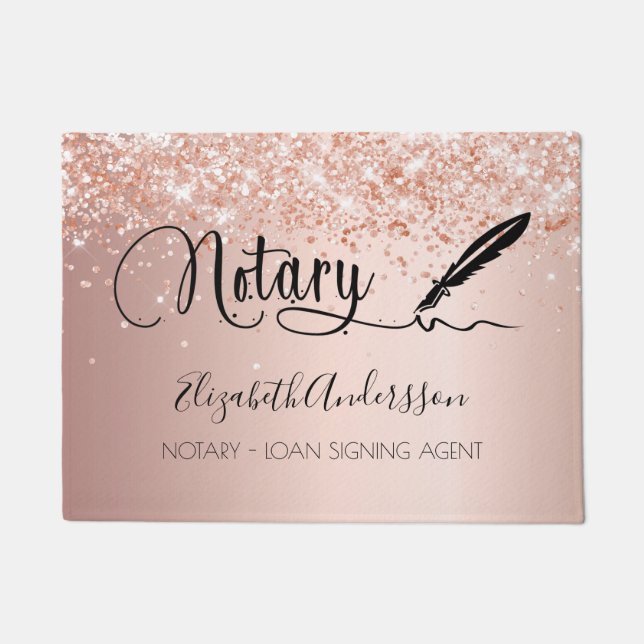 Paillasson Agent de signature de prêt notaire rose or blush (Devant)