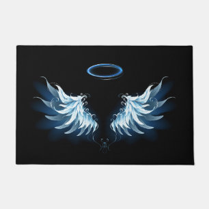 Paillasson Ailes d'angle brillant bleu sur arrière - plan noi