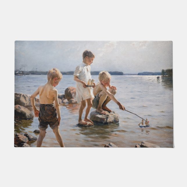 Paillasson Albert Edelfeue - Les garçons jouent sur le rivage (Devant)