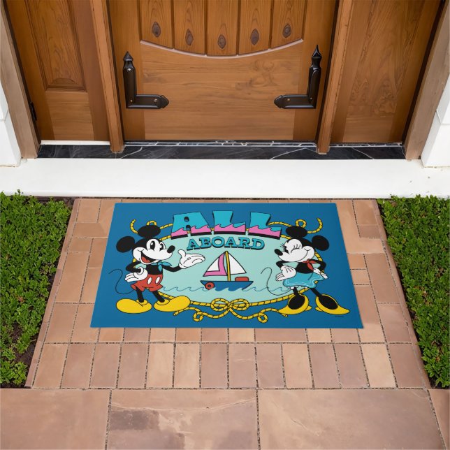 Paillasson All Aboard Vintage Mickey & Minnie Sailor Graphic (De plein air)