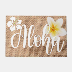 Paillasson Aloha belle florale sur burlap Hawaii été