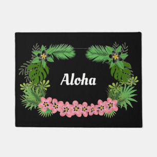 Paillasson Aloha Hawaiian Welcome Tropical Flowers Design