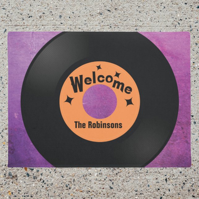 Paillasson Amateurs de musique de disque vinyle rétro (Créateur téléchargé)