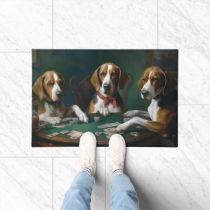 Paillasson American English Foxhound Dogs Jouer Poker Art