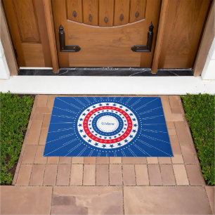 Paillasson Americana Red, White and Blue Stars Bienvenue