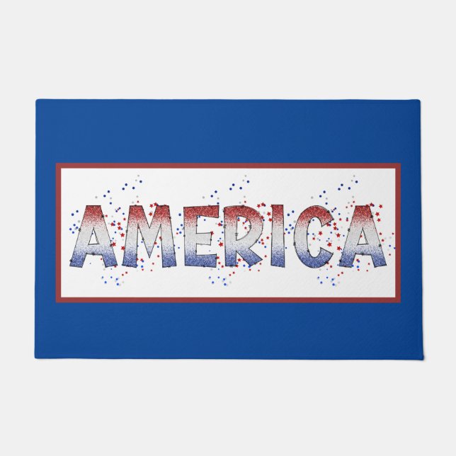 Paillasson Amérique Patriotique Shimmer Word Art (Devant)