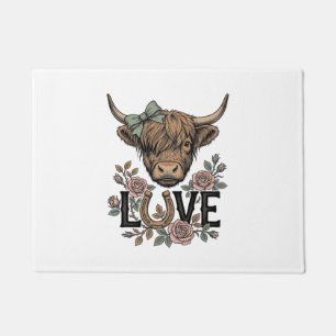 Paillasson Amour de vache des Highlands Fleur vintage Art de