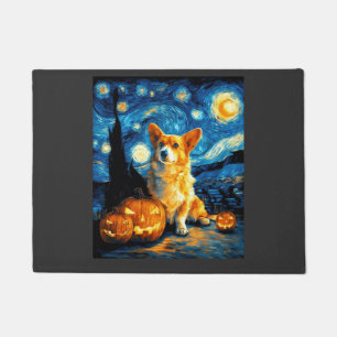 Paillasson Amoureux de chiens Corgi Peinture de la nuit étoil
