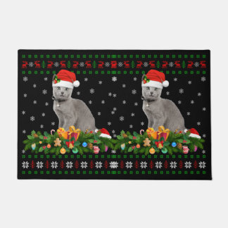 Paillasson Amoureux des animaux de chat Santa Hat Vilain Russ