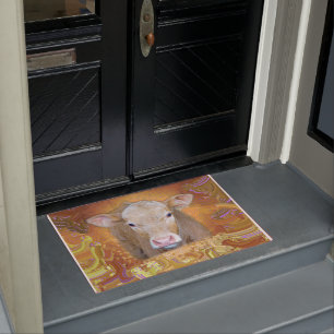 Paillasson Amusant et mignon petit veau aux grands yeux