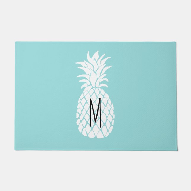 Paillasson ananas blanc monogramme (Devant)