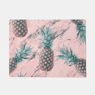 Paillasson Ananas & marbre rose Swirl moderne Tropical Chic