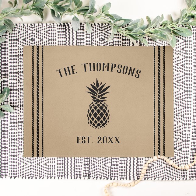 Paillasson Ananas Personnalisé Tan Rustique (Créateur téléchargé)