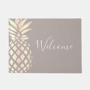 Paillasson Ananas rose et gris d'or d'en cuivre assez élégant