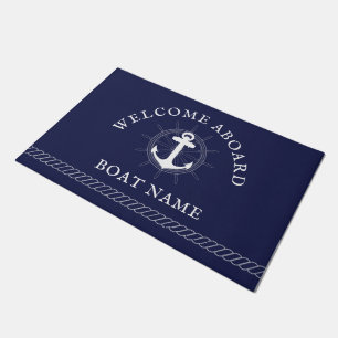 Paillasson Ancre blanche bleue marine personnalisée