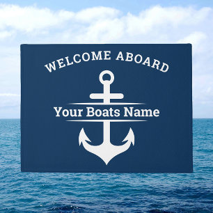 Paillasson Ancre de nom de bateau nautique personnalisé