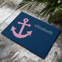 Ancre de point rose Polka avec nom personnalisé Na