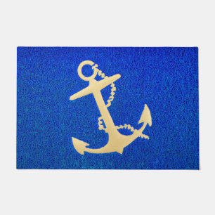 Paillasson Ancre Gold Boat sur Blue