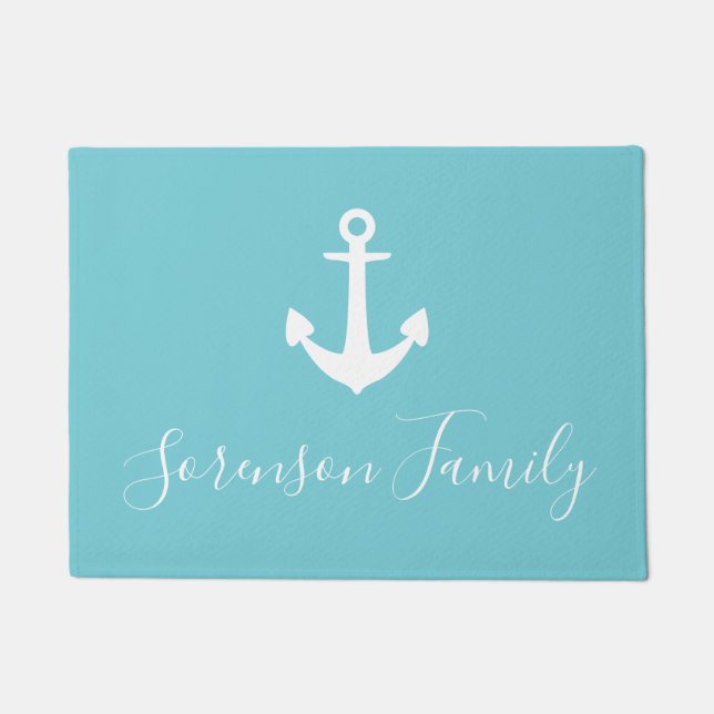 Paillasson Ancre maritime de nom de famille (Devant)