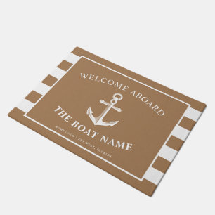 Paillasson Ancre nautique Bateau et nom du capitaine Khaki St