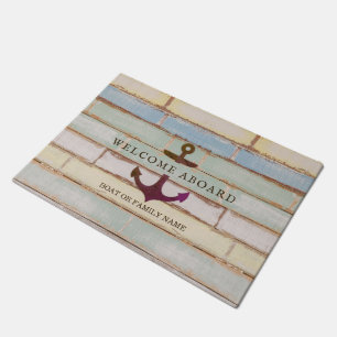 Paillasson Ancre nautique BIENVENUE À BORD DU Nom Rustique Du