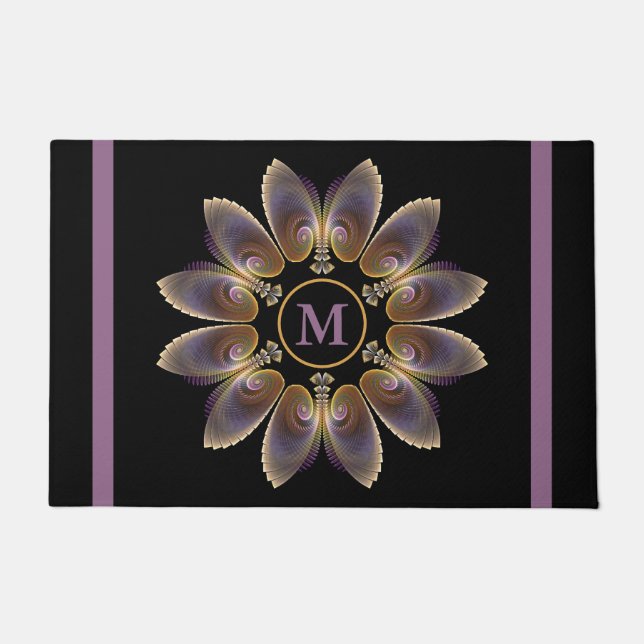 Paillasson Ange Abstraite ailes Mandala Monogramme fractal (Devant)