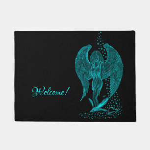Paillasson Angel perdu en amour, noir et vert Design