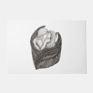 Paillasson Angels Kissing, noir et blanc Design