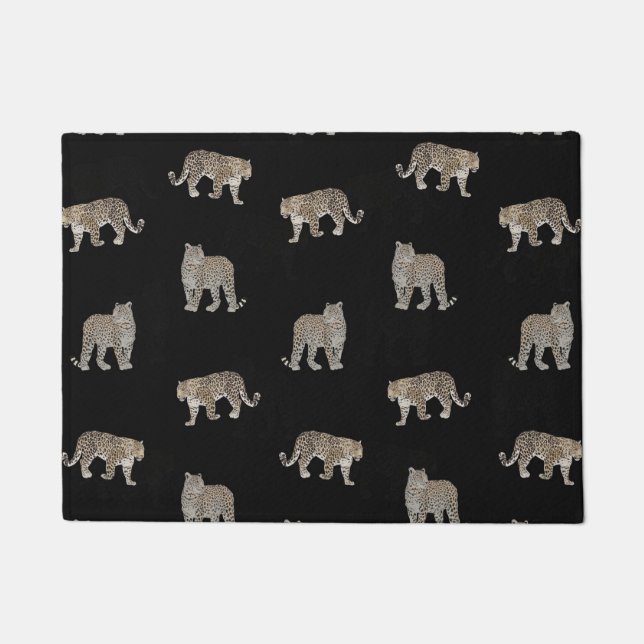Paillasson Animaux de la jungle léopard doré noir moderne (Devant)