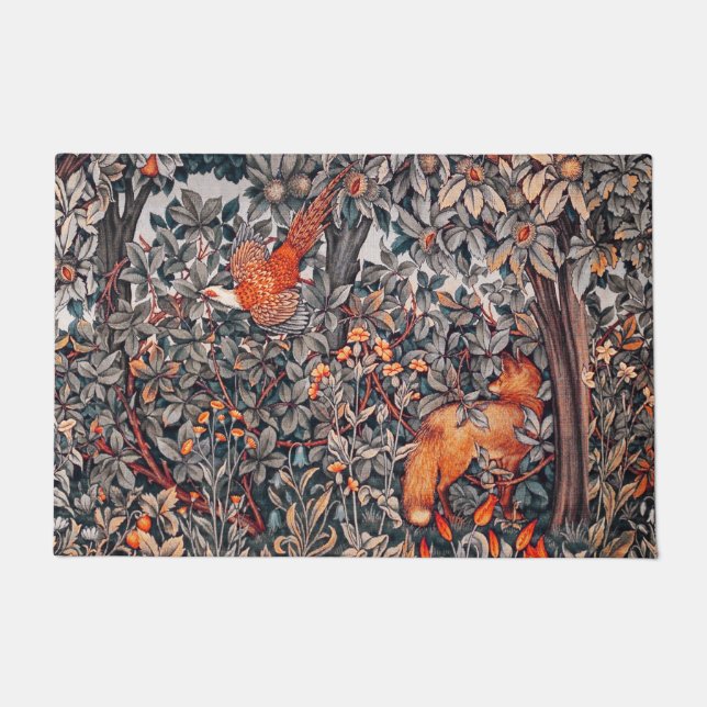 Paillasson ANIMAUX FORESTIERS Pheasant, Fox, Black Blanc Roug (Devant)