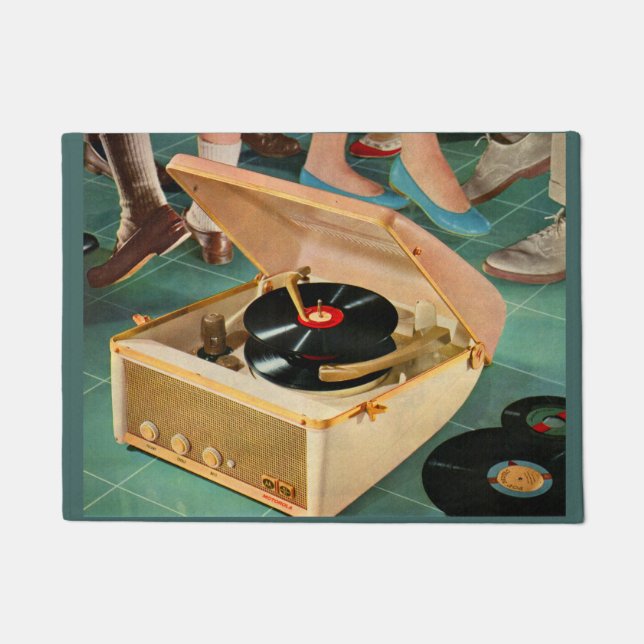 Paillasson annonce portative de tourne-disque des années 1950 (Devant)