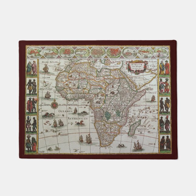 Paillasson Antique carte de l'Afrique du Vieux Monde par Blae (Devant)