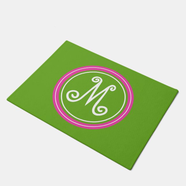 Paillasson Apple vert et monogramme rose de diva (Incliné)