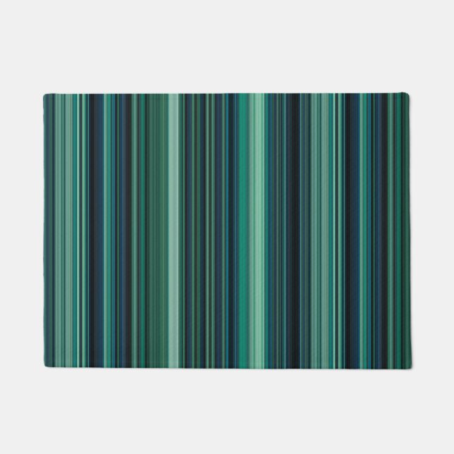 Paillasson Aqua Blue and Teal Stripes (Devant)