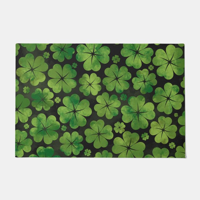 Paillasson Aquarelle à quatre feuilles de Motif Shamrock Luck (Devant)