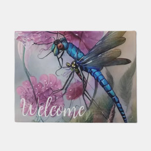 Paillasson Aquarelle Bleue libellule, Personnaliser