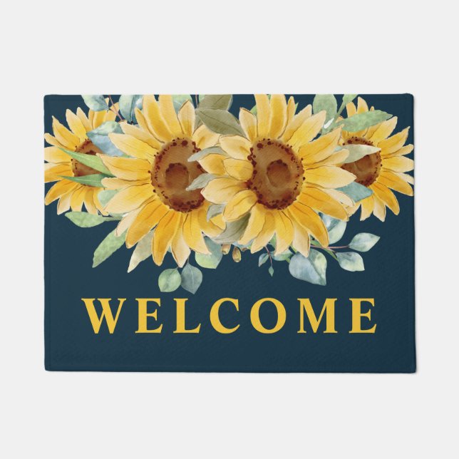 Paillasson Aquarelle bleue Sunflower Accueil (Devant)