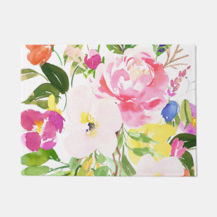 Paillasson Aquarelle colorée Printemps fleurit Floral