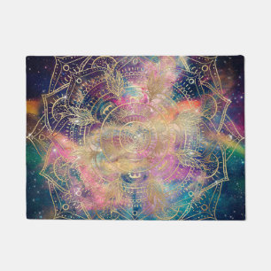 Paillasson Aquarelle couleur Mandala or élégant Nebula