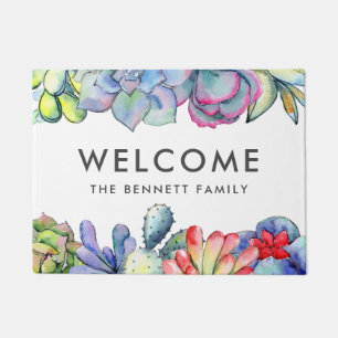 Paillasson Aquarelle de cactus succulent