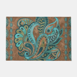 Paillasson Aquarelle et or orientaux de motif de Paisley