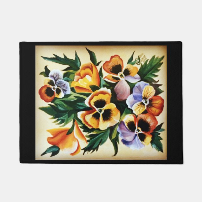 Paillasson Aquarelle exotique Panneaux multicolores (Devant)