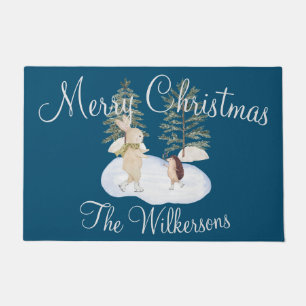 Paillasson Aquarelle Forêt de patinage sur glace Animaux sur 