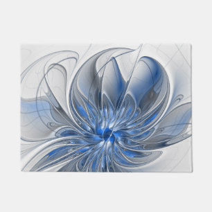 Paillasson Aquarelle gris bleu Abstrait Fractal Art Flower