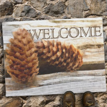 Aquarelle Pine Cônes Bois rustique Personnalisé