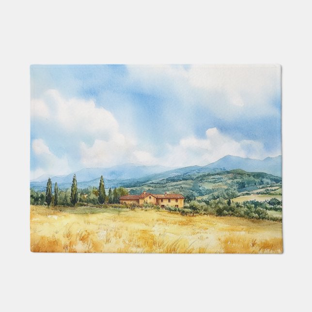Paillasson Aquarelle rustique méditerranéenne toscane (Devant)