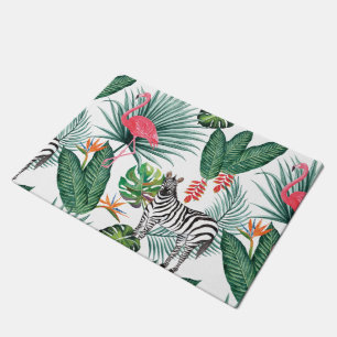Paillasson Aquarelle tropicale de feuille de zèbre moderne de