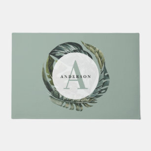 Paillasson Aquarelle tropicale feuillage intérieur fleuri